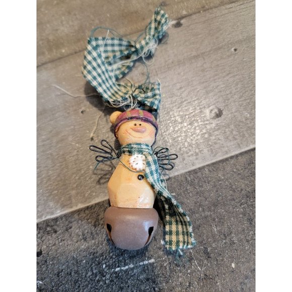 Snowman star Bell ornament plaid Xmas decor - Picture 5 of 6